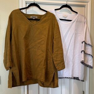 Flax Linen Tunic in Mustard and Cynthia Rowley Linen White Tunic